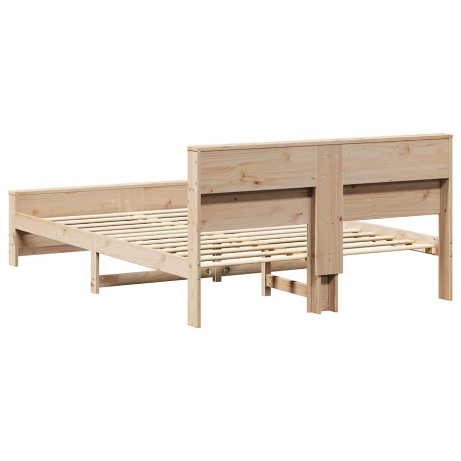 Bedframe met hoofdeinde Bruin 150 x 200 cm Massief grenenhout