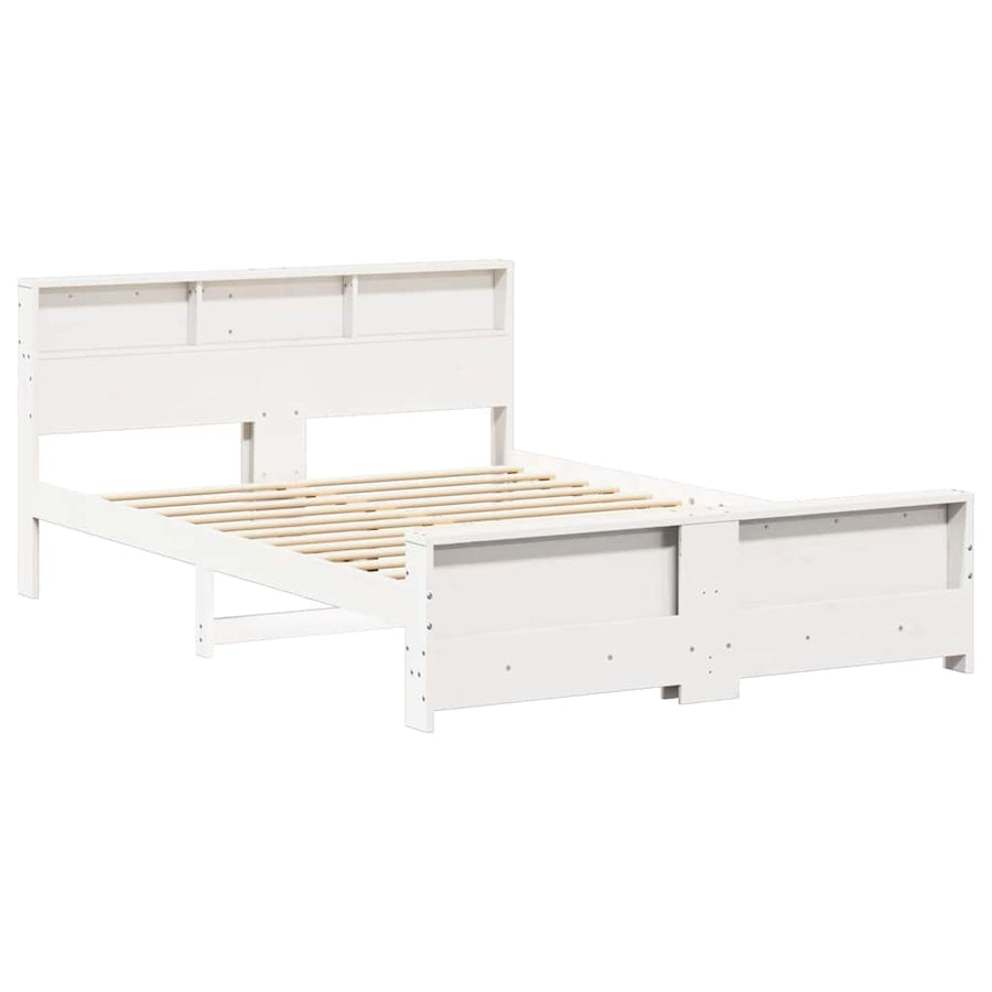 Bedframe met hoofdeinde Wit 150 x 200 cm Massief grenenhout
