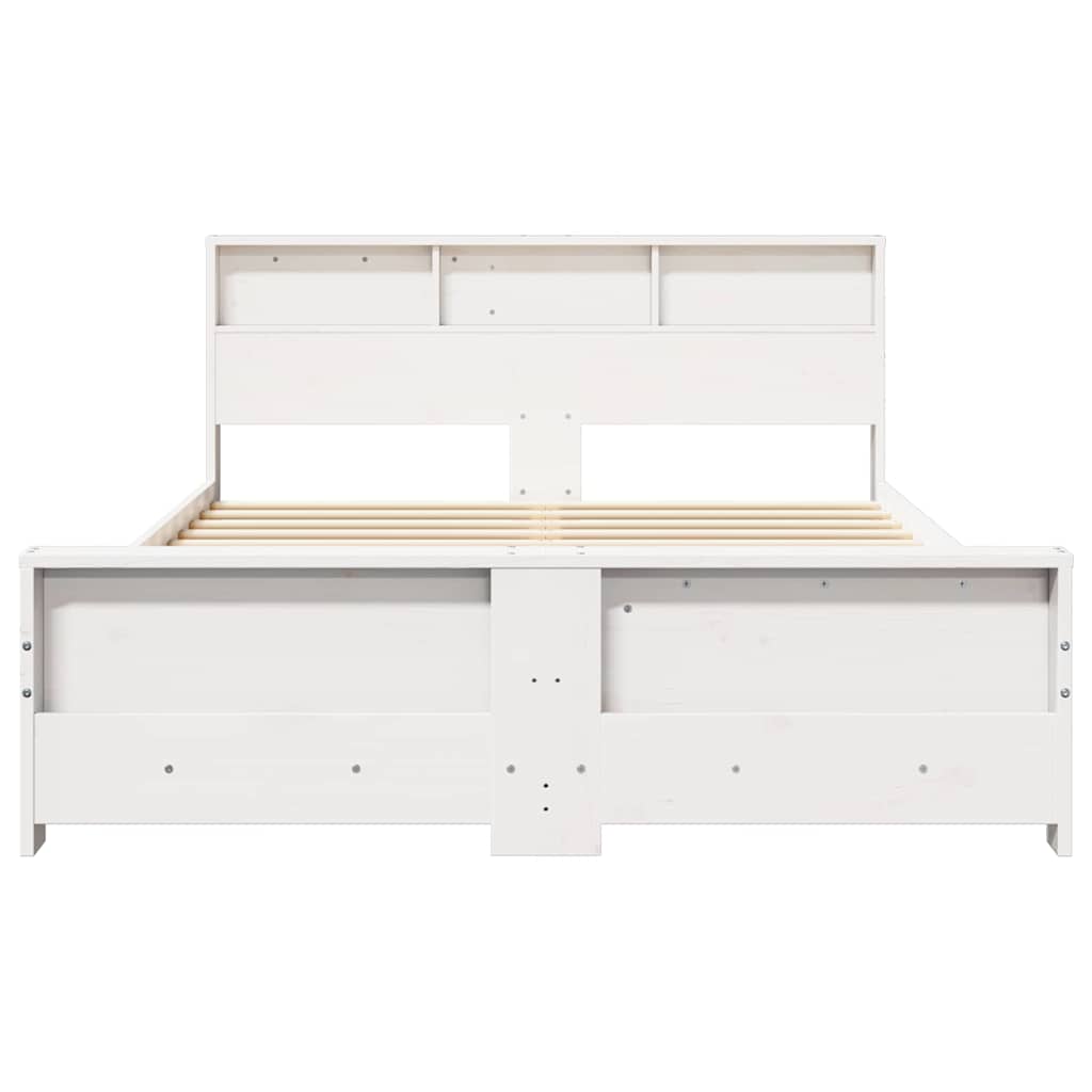 Bedframe met hoofdeinde Wit 150 x 200 cm Massief grenenhout