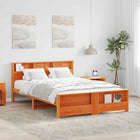 Bedframe 150x200 cm massief grenenhout wasbruin