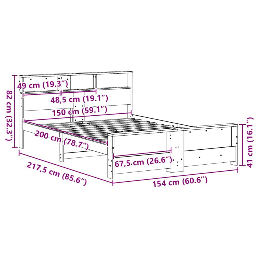 Bedframe Wasbruin 150 x 200 cm Massief grenenhout