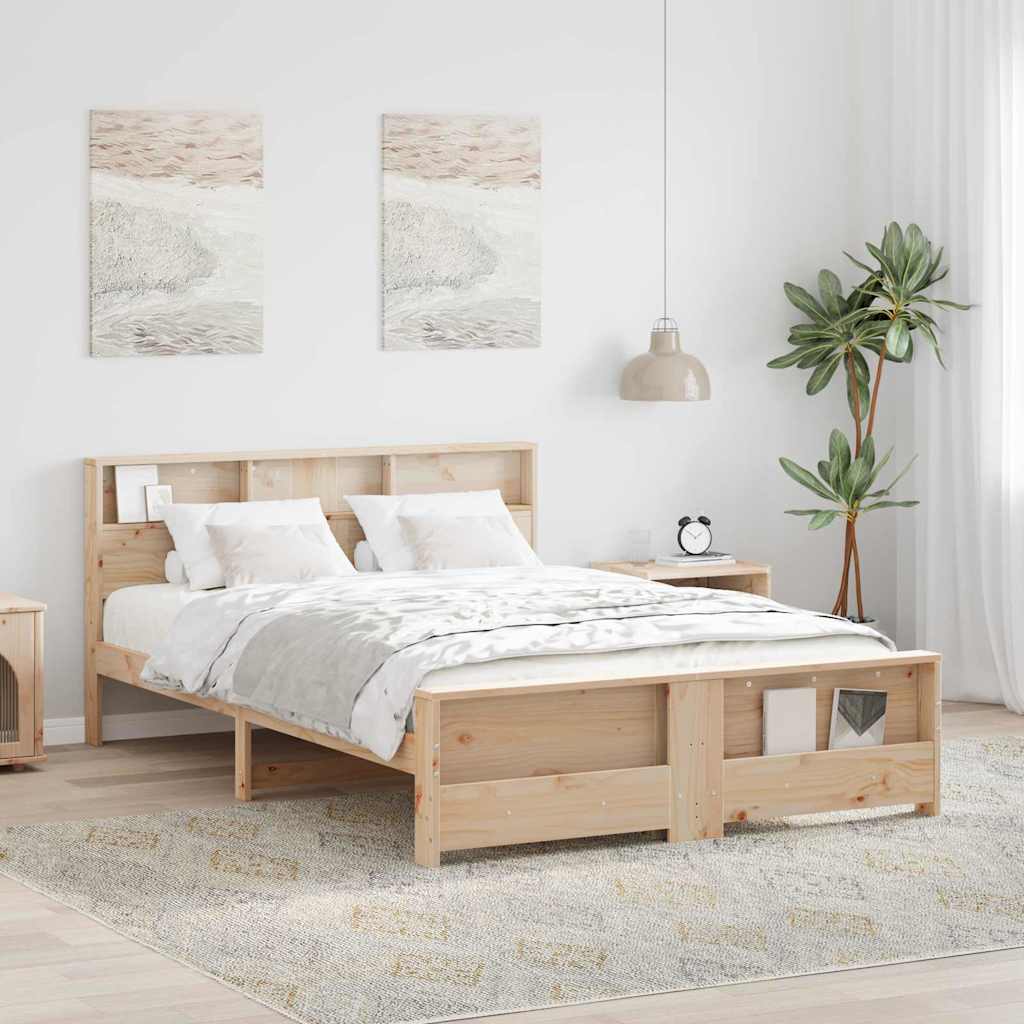 Bedframe met hoofdeinde Bruin 140 x 200 cm Massief grenenhout