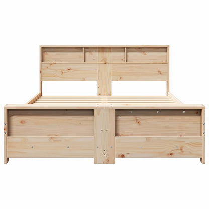 Bedframe met hoofdeinde Bruin 140 x 200 cm Massief grenenhout