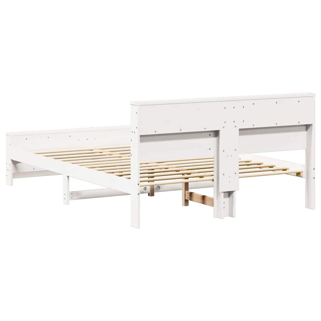 Bedframe met hoofdeinde Wit 140 x 200 cm Massief grenenhout