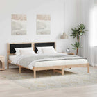 Bed Frame with Headboard Black 200 x 200 cm Solid Pine Wood