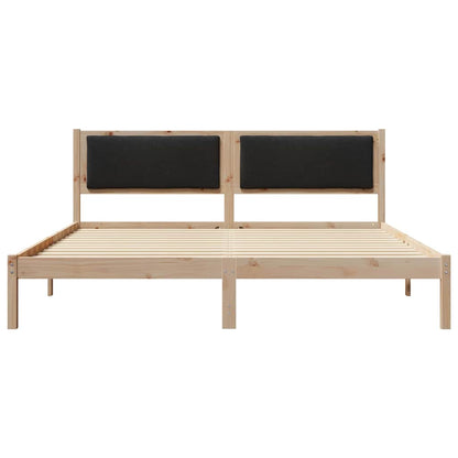 Bedframe met hoofdeinde Zwart 200 x 200 cm Massief grenenhout