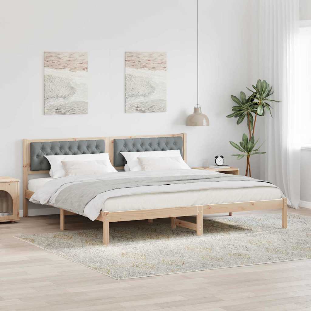 Bedframe met hoofdeinde Lichtgrijs 200 x 200 cm Stof