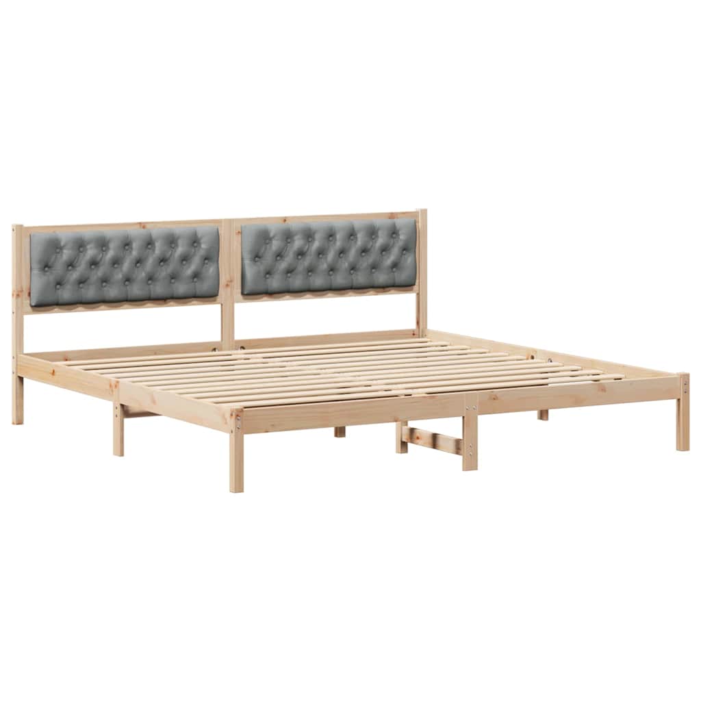 Bedframe met hoofdeinde Lichtgrijs 200 x 200 cm Stof