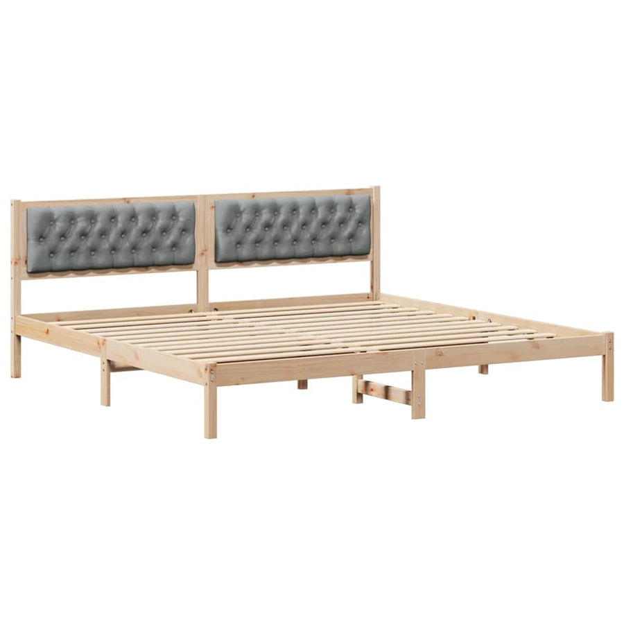 Bedframe met hoofdeinde Lichtgrijs 200 x 200 cm Stof