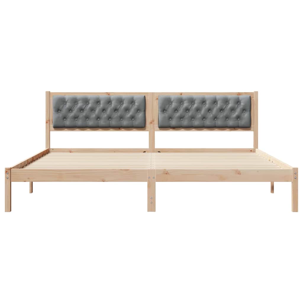 Bedframe met hoofdeinde Lichtgrijs 200 x 200 cm Stof