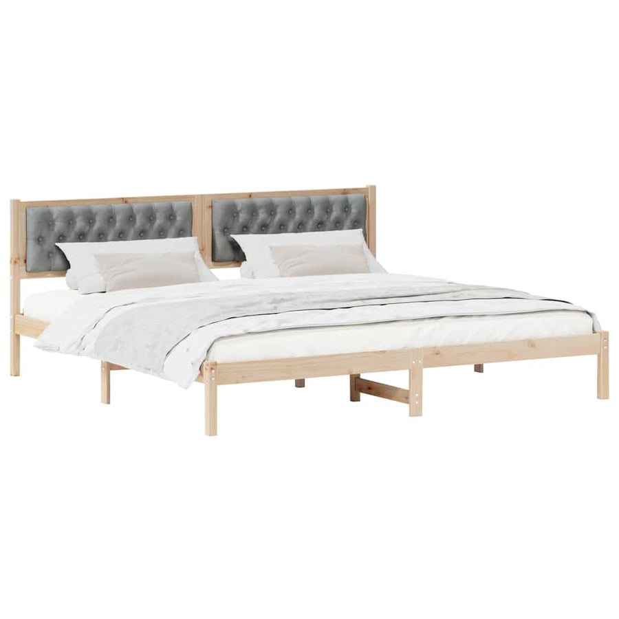 Bedframe met hoofdeinde Lichtgrijs 200 x 200 cm Stof