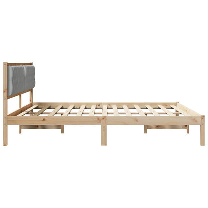 Bedframe met hoofdeinde Lichtgrijs 200 x 200 cm Stof