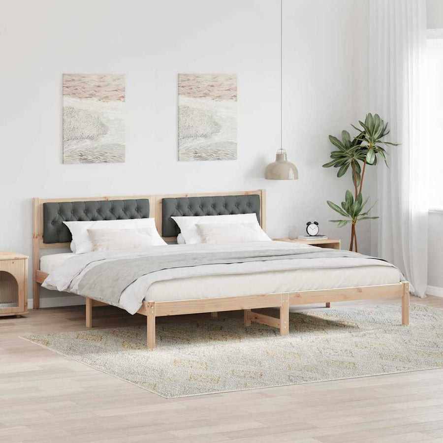 Bedframe met hoofdeinde Donkergrijs 200 x 200 cm Stof