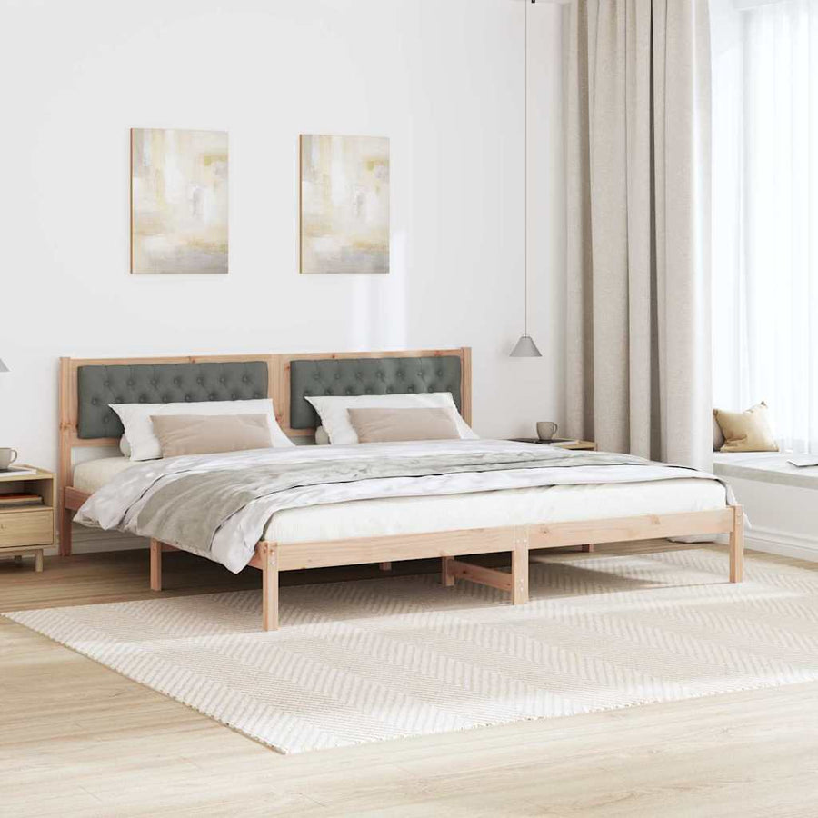 Bedframe met hoofdeinde Donkergrijs 200 x 200 cm Stof