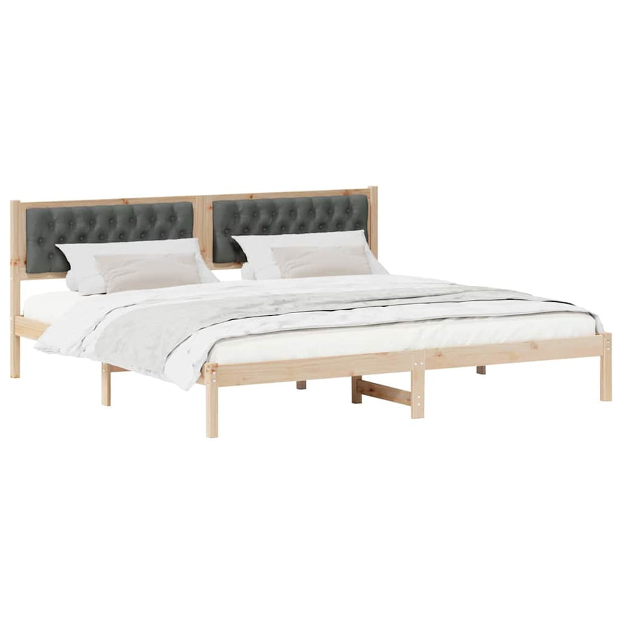 Bedframe met hoofdeinde Donkergrijs 200 x 200 cm Stof