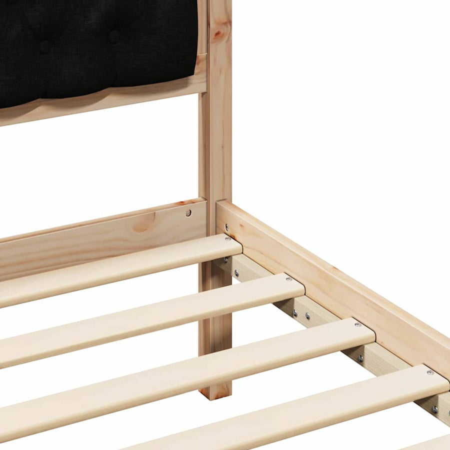 Bedframe met hoofdeinde Zwart 200 x 200 cm Stof