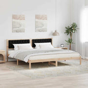 Bedframe 200x200 cm massief grenenhout zwart hoofdeinde