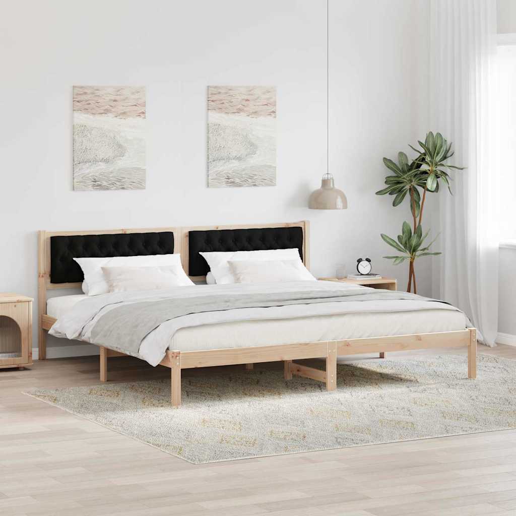 Bedframe met hoofdeinde Zwart 200 x 200 cm Stof