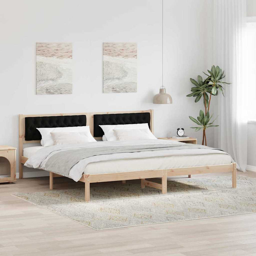 Bedframe met hoofdeinde Zwart 200 x 200 cm Stof