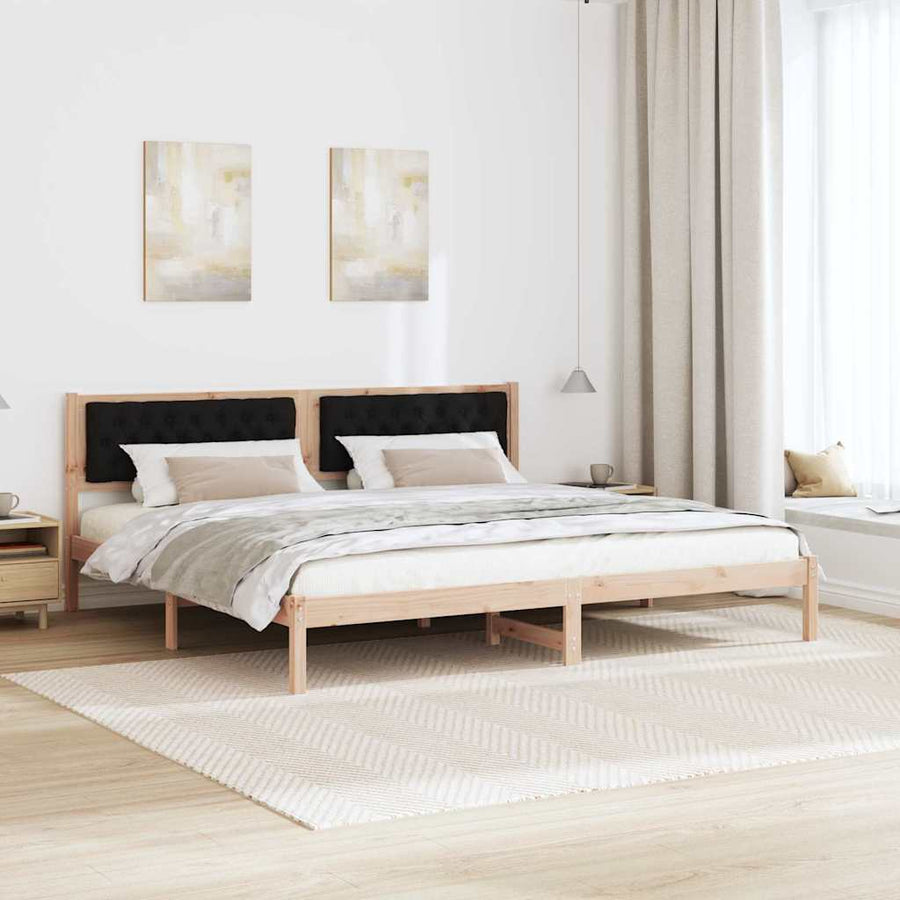 Bedframe met hoofdeinde Zwart 200 x 200 cm Stof