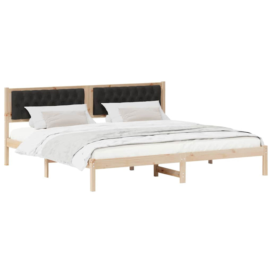 Bedframe met hoofdeinde Zwart 200 x 200 cm Stof