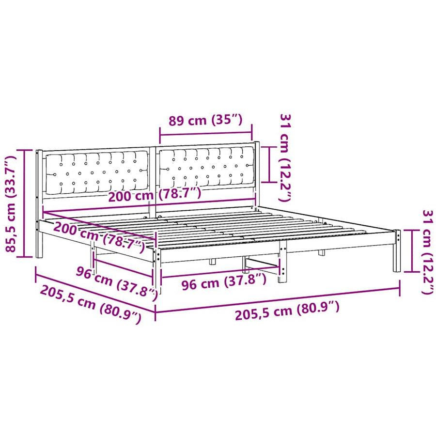 Bedframe met hoofdeinde Zwart 200 x 200 cm Stof