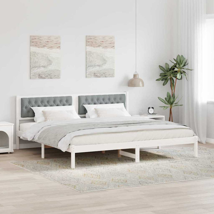 Bedframe met hoofdeinde Lichtgrijs 200 x 200 cm Stof