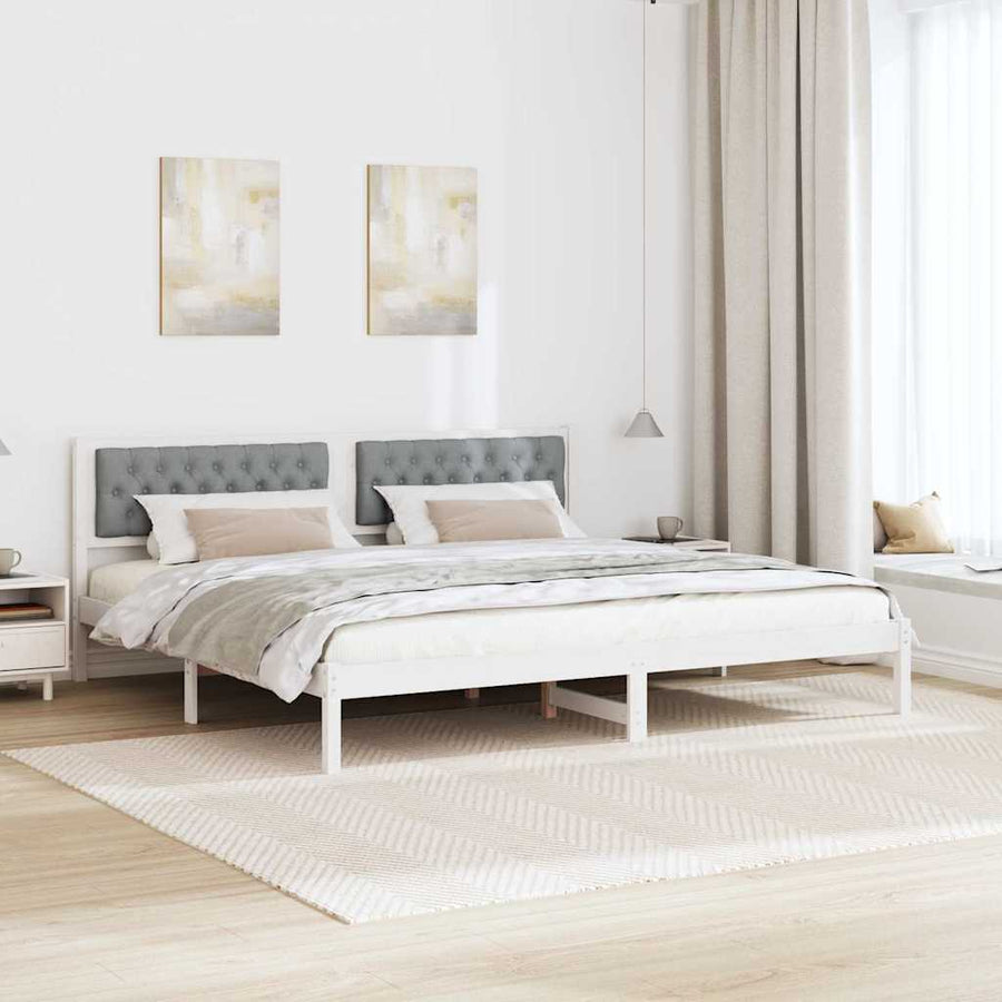 Bedframe met hoofdeinde Lichtgrijs 200 x 200 cm Stof