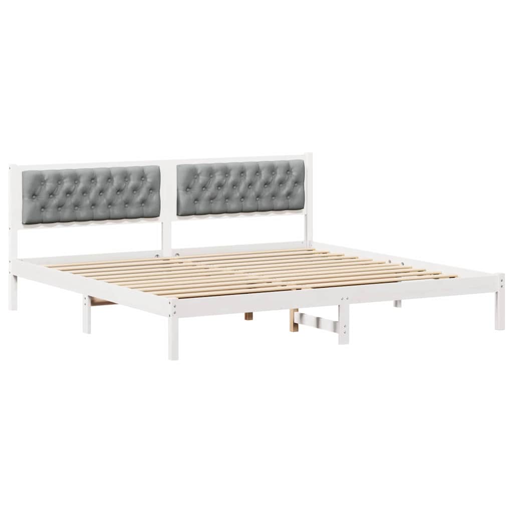 Bedframe met hoofdeinde Lichtgrijs 200 x 200 cm Stof