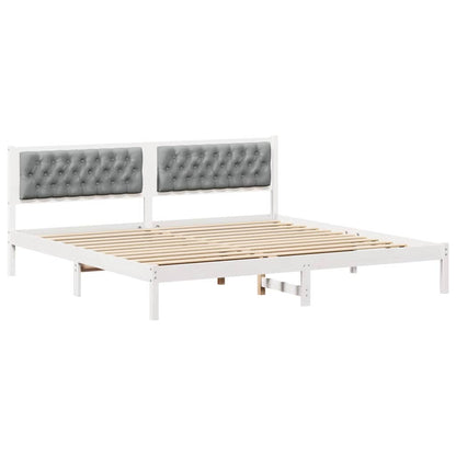 Bedframe met hoofdeinde Lichtgrijs 200 x 200 cm Stof