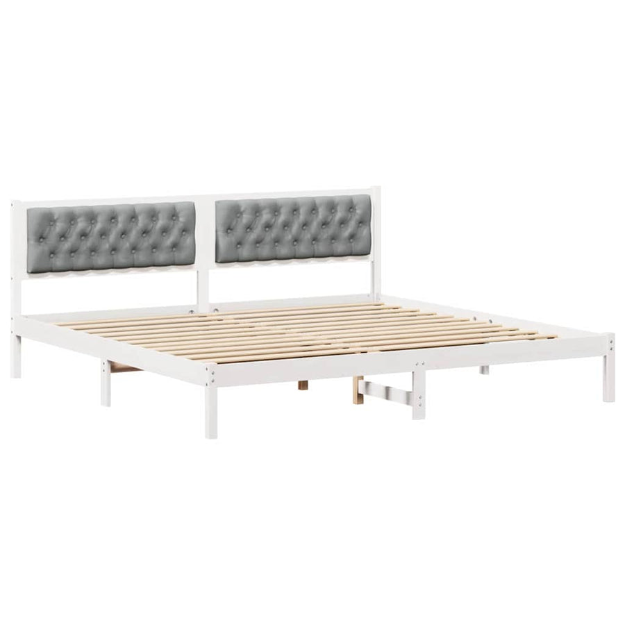 Bedframe met hoofdeinde Lichtgrijs 200 x 200 cm Stof