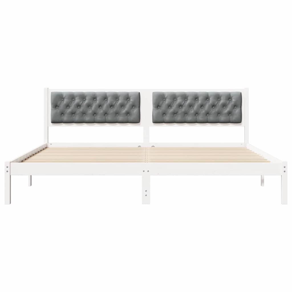Bedframe met hoofdeinde Lichtgrijs 200 x 200 cm Stof
