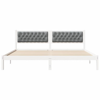 Bedframe met hoofdeinde Lichtgrijs 200 x 200 cm Stof