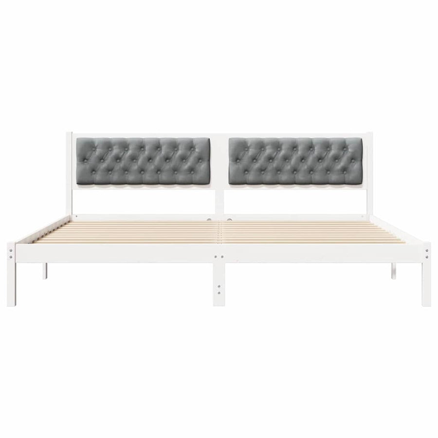 Bedframe met hoofdeinde Lichtgrijs 200 x 200 cm Stof