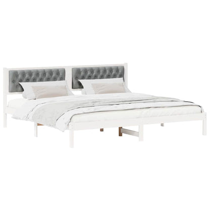 Bedframe met hoofdeinde Lichtgrijs 200 x 200 cm Stof