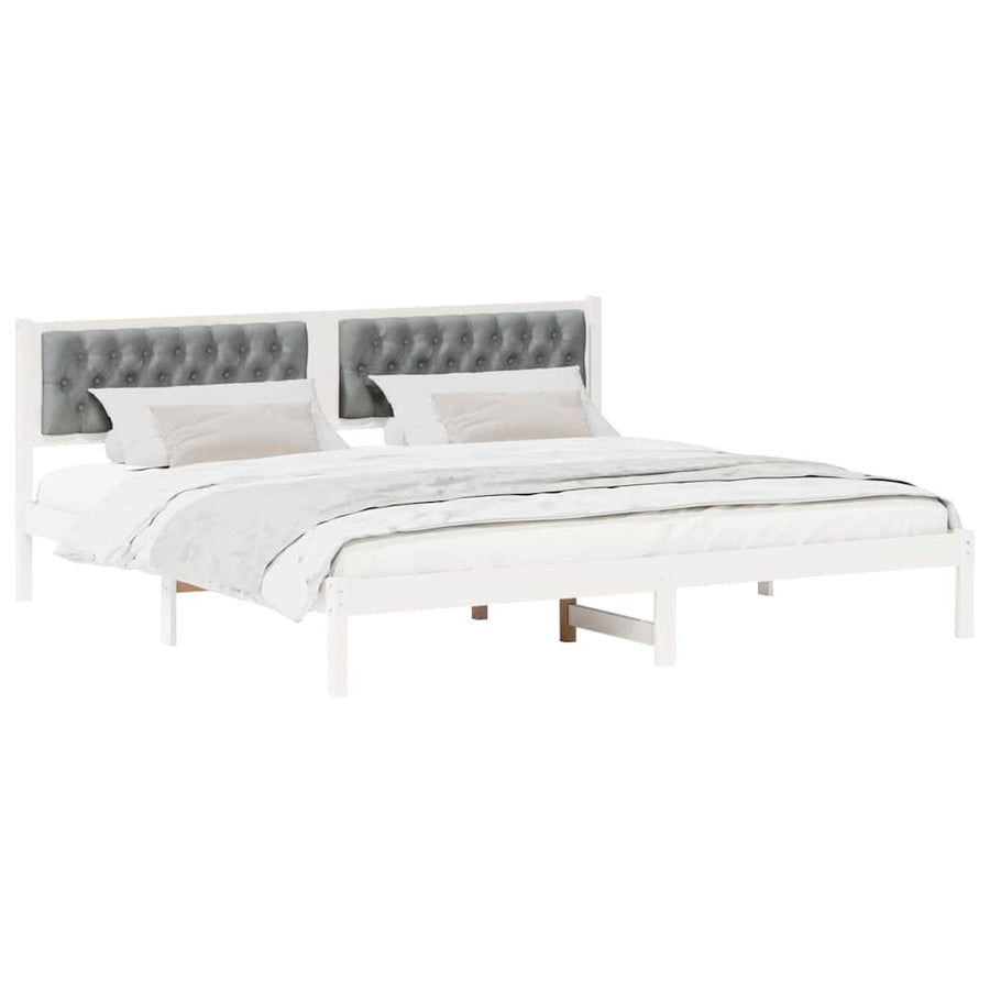 Bedframe met hoofdeinde Lichtgrijs 200 x 200 cm Stof