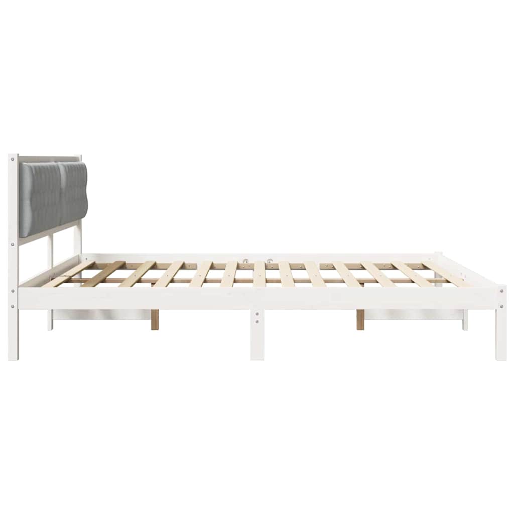 Bedframe met hoofdeinde Lichtgrijs 200 x 200 cm Stof