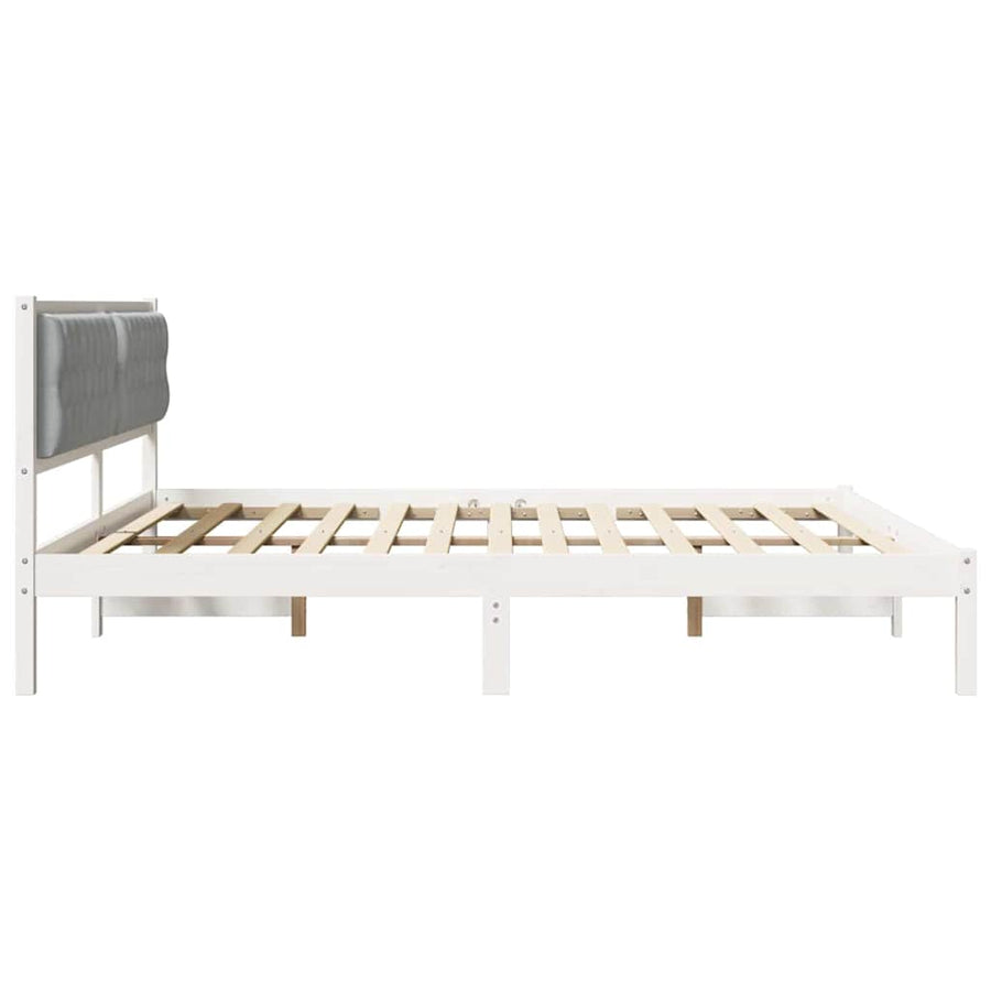 Bedframe met hoofdeinde Lichtgrijs 200 x 200 cm Stof