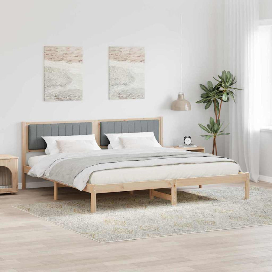 Bedframe met hoofdeinde Lichtgrijs 200 x 200 cm Stof