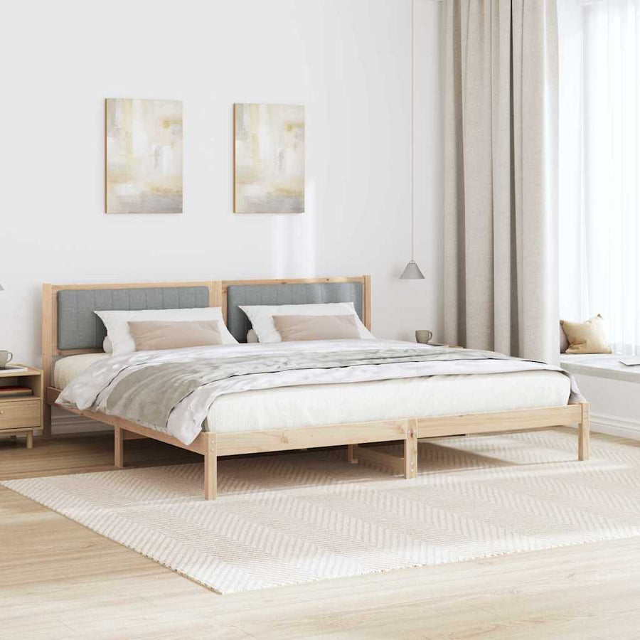 Bedframe met hoofdeinde Lichtgrijs 200 x 200 cm Stof
