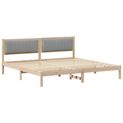 Bedframe met hoofdeinde Lichtgrijs 200 x 200 cm Stof