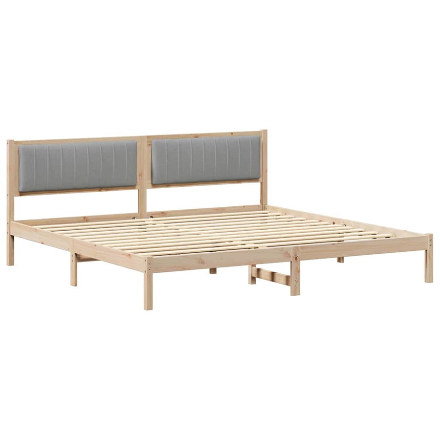 Bedframe met hoofdeinde Lichtgrijs 200 x 200 cm Stof