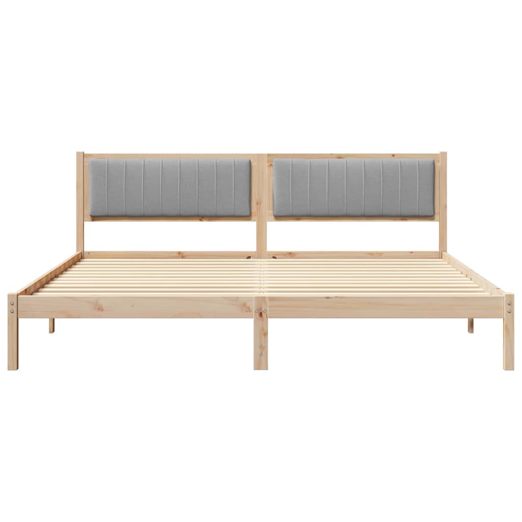 Bedframe met hoofdeinde Lichtgrijs 200 x 200 cm Stof