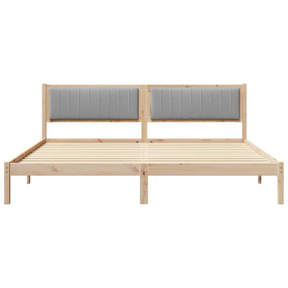 Bedframe met hoofdeinde Lichtgrijs 200 x 200 cm Stof