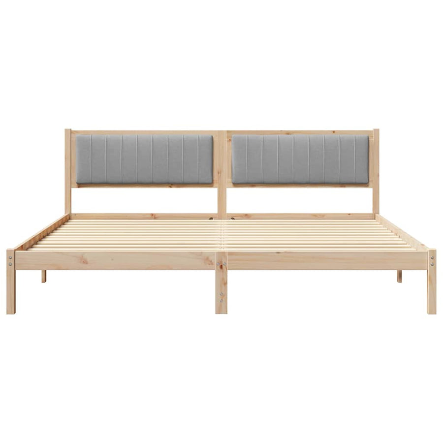 Bedframe met hoofdeinde Lichtgrijs 200 x 200 cm Stof