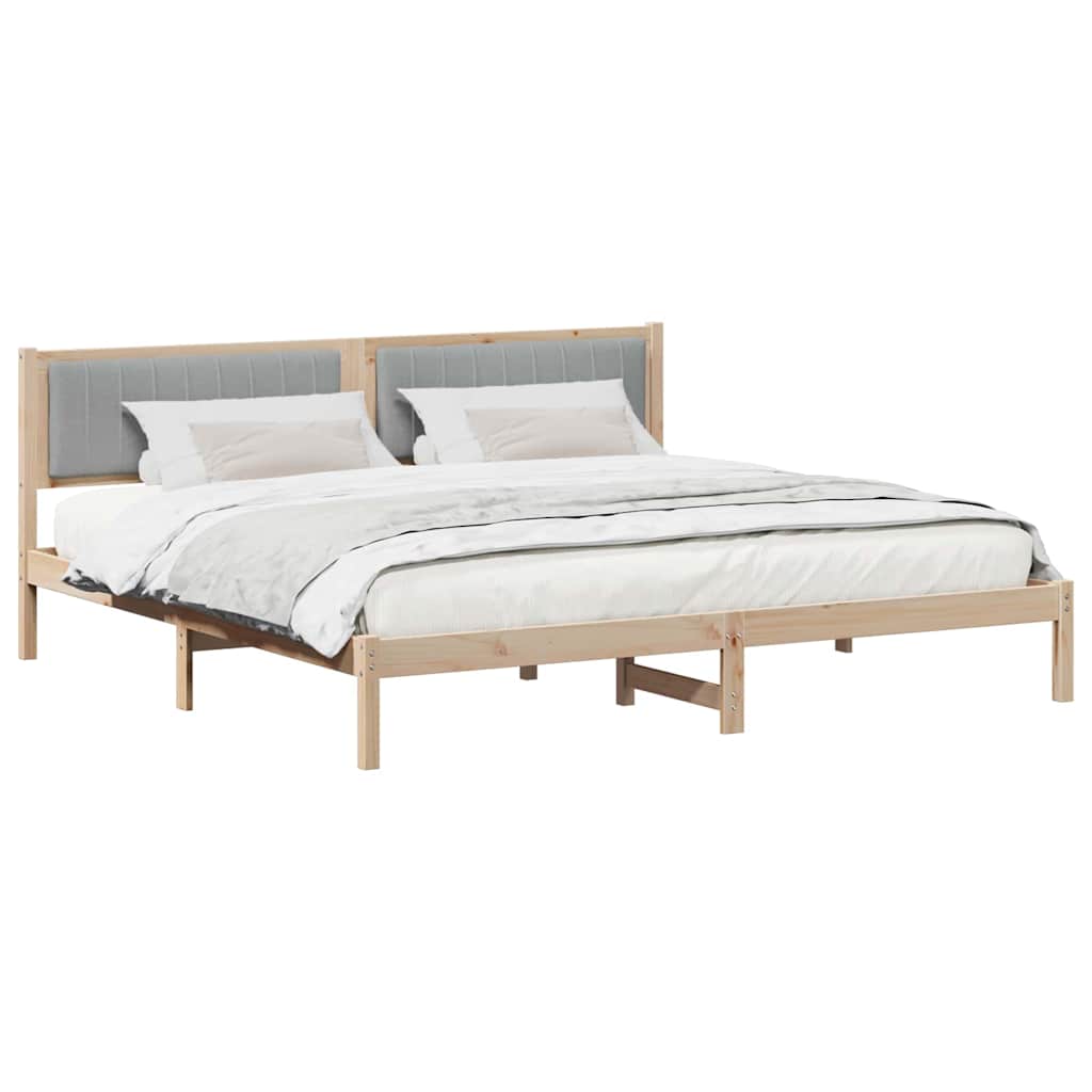 Bedframe met hoofdeinde Lichtgrijs 200 x 200 cm Stof