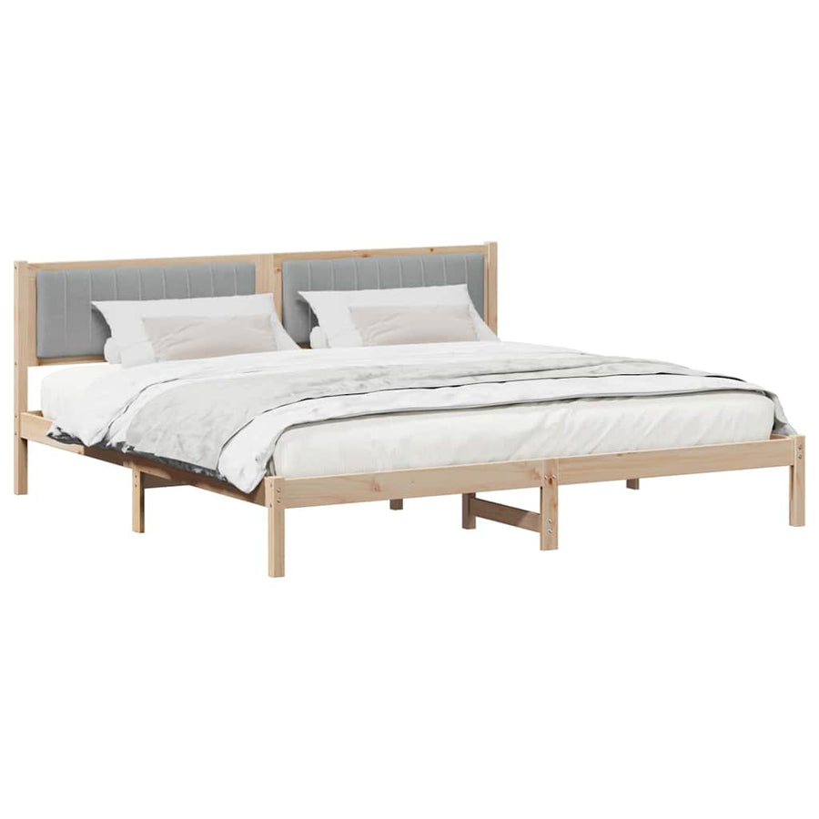 Bedframe met hoofdeinde Lichtgrijs 200 x 200 cm Stof