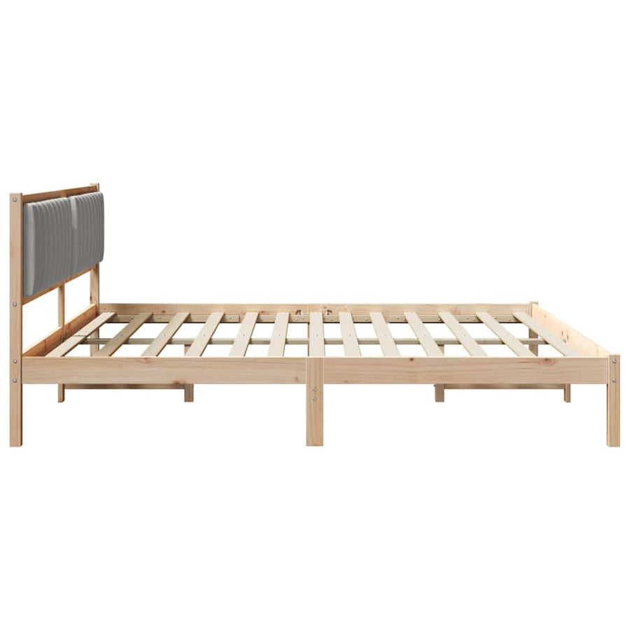 Bedframe met hoofdeinde Lichtgrijs 200 x 200 cm Stof