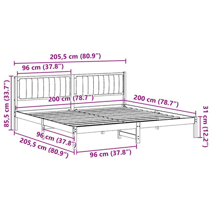 Bedframe met hoofdeinde Lichtgrijs 200 x 200 cm Stof
