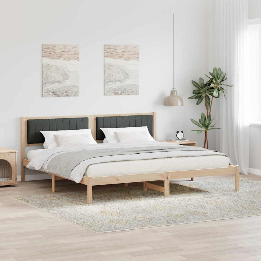 Bedframe met hoofdeinde Donkergrijs 200 x 200 cm Stof